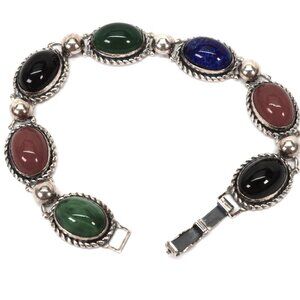 Vintage Handcrafted Danecraft Sterling Silver Gemstone Bracelet